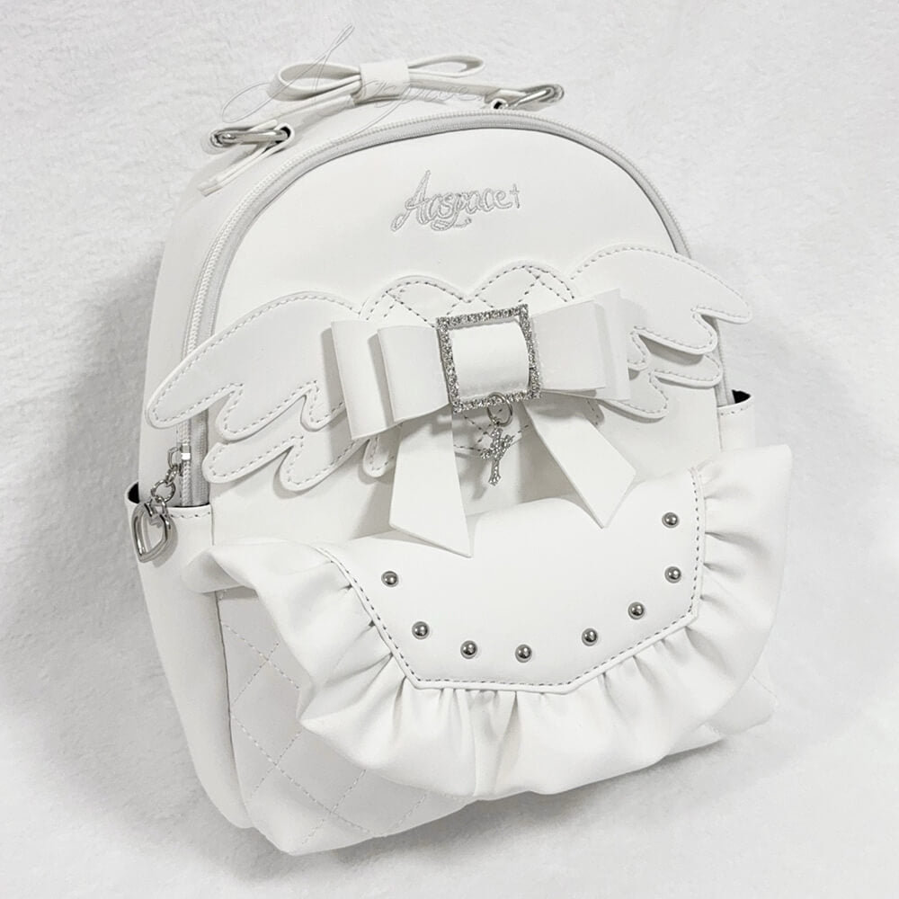 Japanese-Jirai-Kei-Fashion-Versatile-Love-Wings-Backpack-in-Solid-White-Color