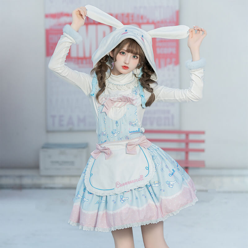 Japanese-Sanrio-cinnamoroll-inspired-hooded-Lolita-Jumperskirt-comes-with-maid-apron