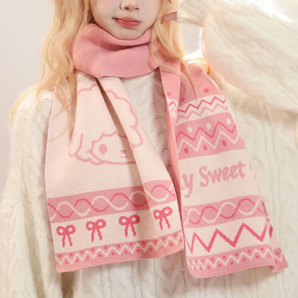 Kawaii-Cute-My-Sweet-Piano-Pink-Knit-Scarf