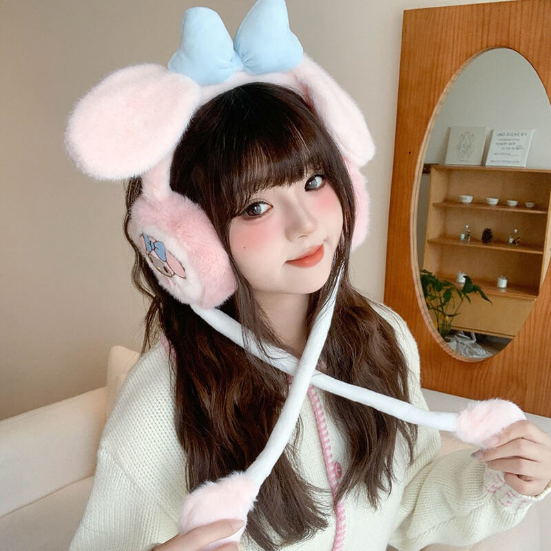 Kawaii-Fun-My-Melody-Fluffy-Ear-Warmers-With-Dancing-Ears