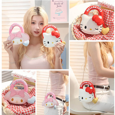 Kawaii-HelloKitty-and-My-Melody-mini-crossbody-bags-with-plush-details