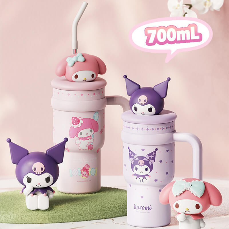 Kawaii-Kuromi-and-My-Melody-Doll-Thermos-Tumbler-700ml