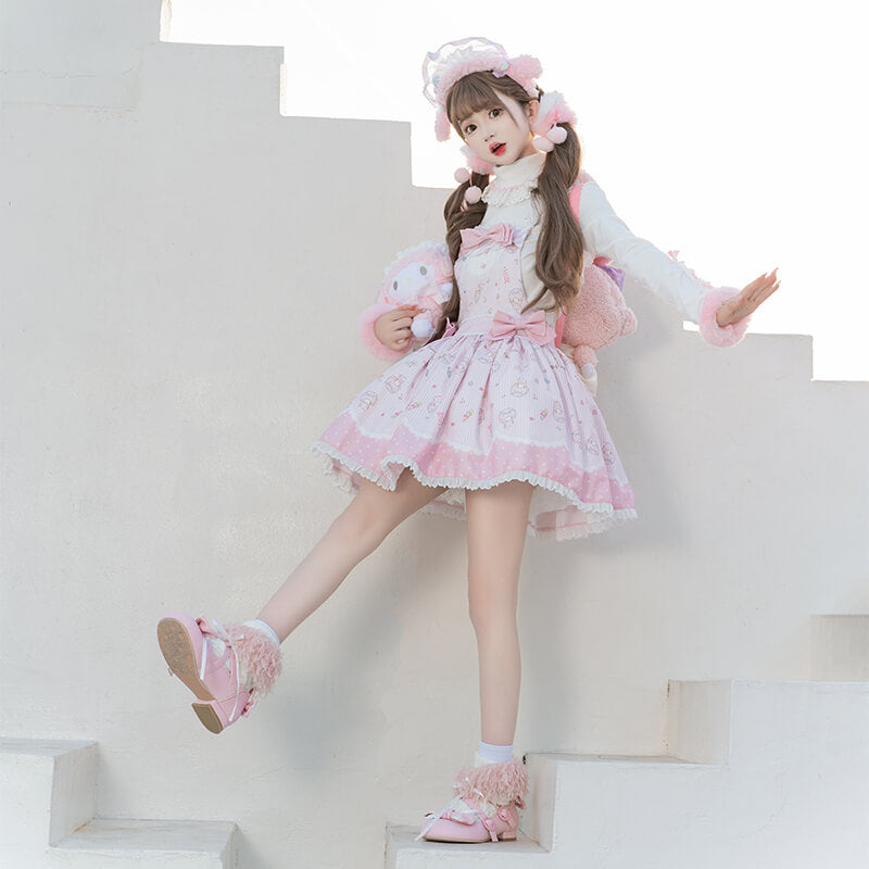 Kawaii-lolita-girl-wearing-pink-my-sweet-pianos-illustration-print-jumperskirt