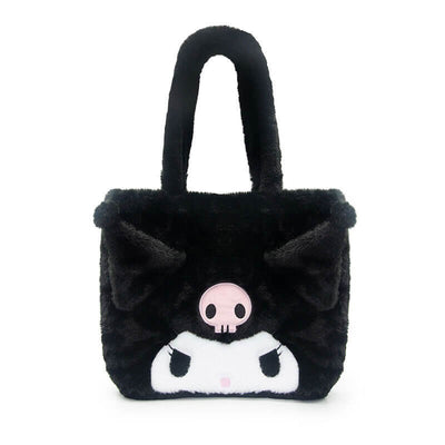 Kuromi-3D-Face-Large-Capacity-Plush-Tote-Bag-Black