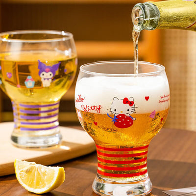 Kuromi-And-Hello-Kitty-Illustration-Slim-waist-Beer-Glass-430ML