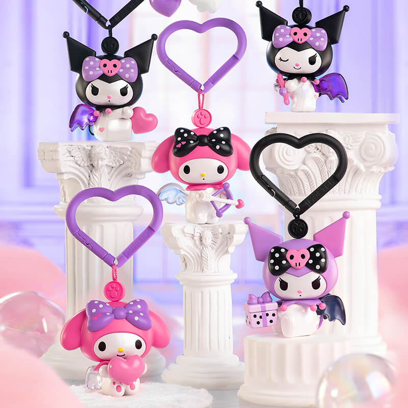 Kuromi-And-My-Melody-Cupid-Figurines-With-Movable-Wings-Heart-Ring-Bag-Charms