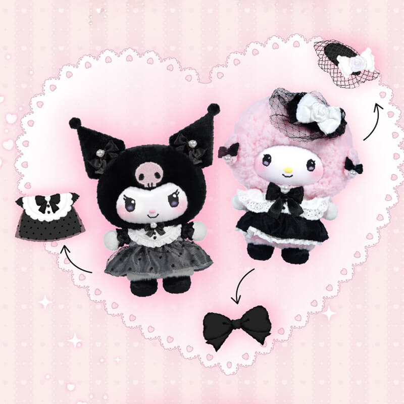 Kuromi-And-My-Melody-Plush-Dolls-With-Jirai-Kei-Style-Sisters-Outfit