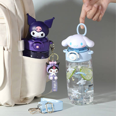 Kuromi-Cinnamoroll-Doll-Cup-Lid-Portable-Water-Bottle-With-Pull-Ring