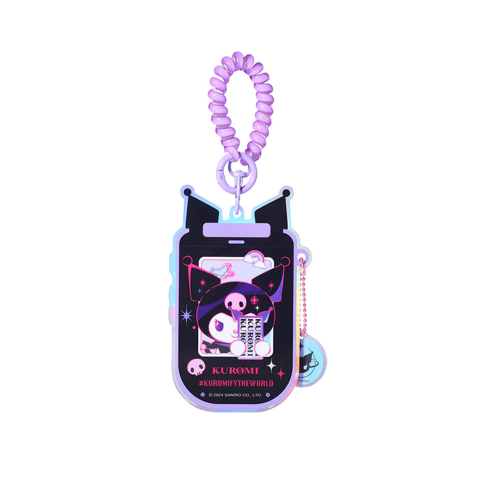 Kuromi-Phone-Shaped-School-Badge-Holder-With-Coilded-Lanyard