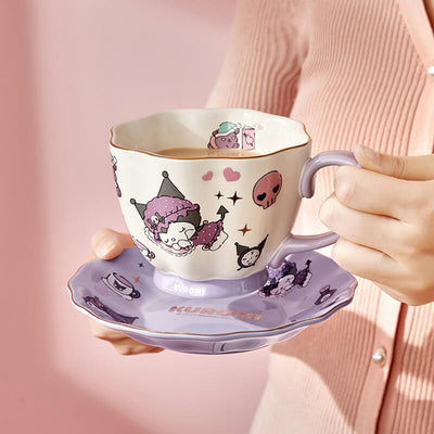 Kuromi-Sweet-Dream-Illustration-Ceramic-Coffee-Cup-And-Saucer-Set