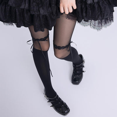 Lolita-Black-Ribbon-Tie-Spliced-Socks