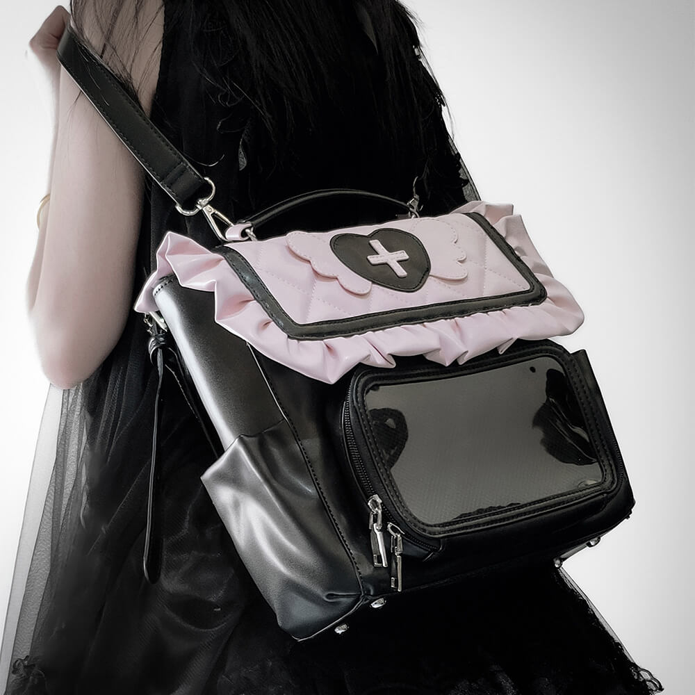 Lolita-Cosplay-Backpack-With-Transparent-Display-Layer-Black-Pink