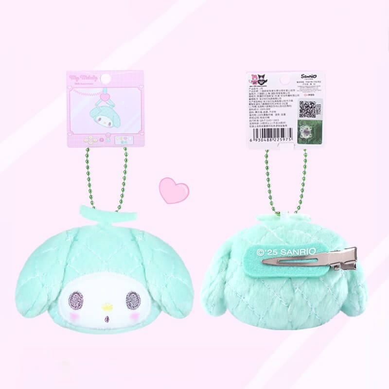 Melon-Fresh-My-Melody-Plush-HairClip-Ballchain-Charm