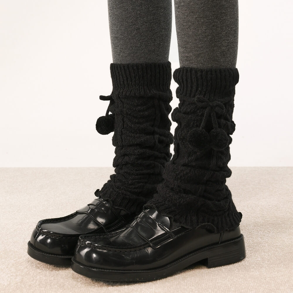 Midnight-Noir-Argyle-Pattern-Pom-pom-Flared-Leg-Warmers