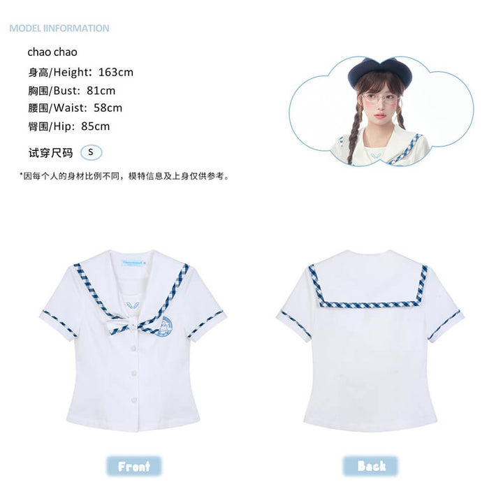 Cinnamoroll Sailor Blouse Short Long Sleeve White – KawaiiEnvy