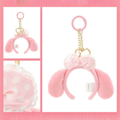 My-Melody-Mini-Plush-Headband-Keychain-With-Pink-Spring-Clasp-And-Heart-Chain