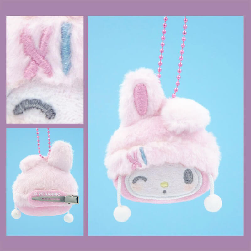 My-Melody-Plush-Hair-Clip-Ballchain-Charm-Velvety-Peach