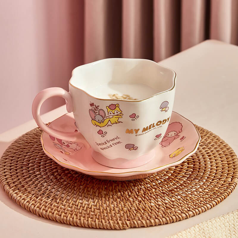 Sanrio Ceramic Coffee Cup & Saucer Set - 450ml | Kuromi, My Melody