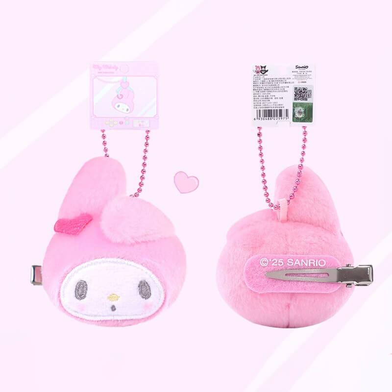 Plush-Heart-My-Melody-Plush-HairClip-Ballchain-Charm