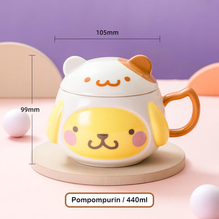 Sanrio Cute Embossed Ceramic Mug with Lid | Kawaii Drinkware