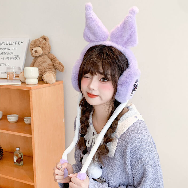 Purple-Kuromi-Earmuffs-with-Flap-Dancing-Ears