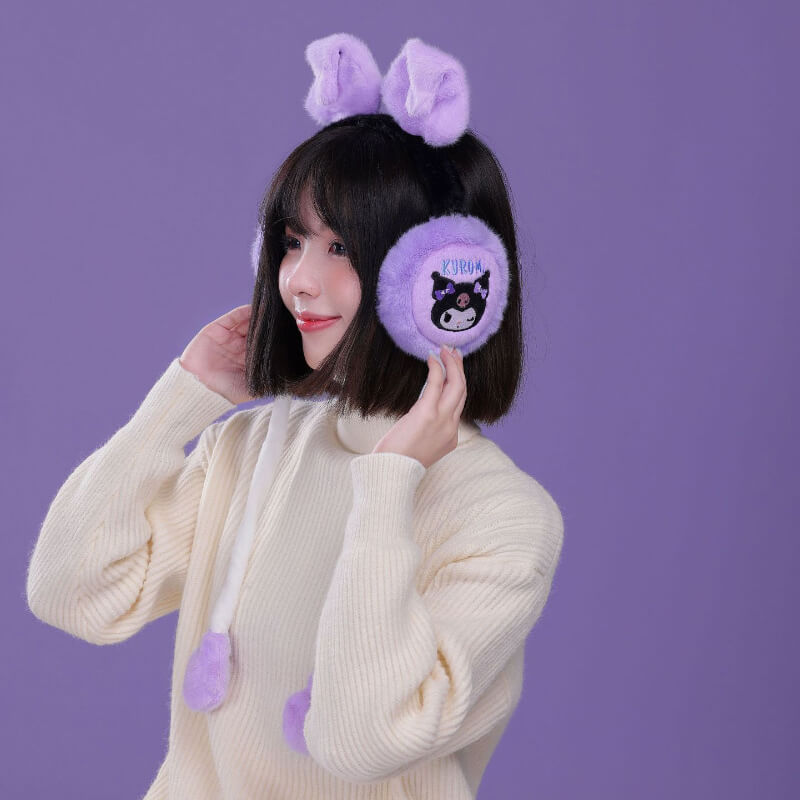 Purple-Kuromi-Embroidered-Earmuffs-with-Moving-Flap-Ears