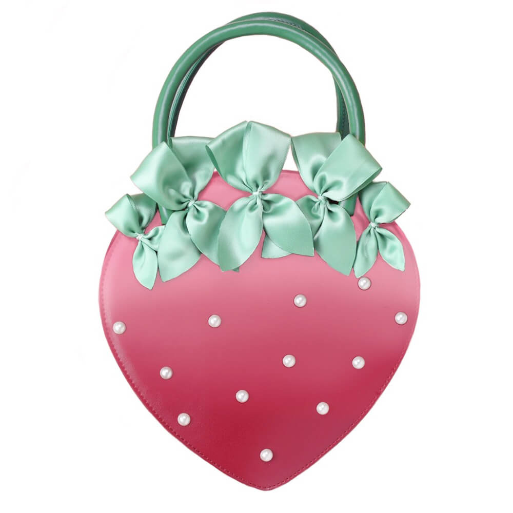 Red-Gradient-Strawberry-Pearl-Bow-Lolita-Versatitle-Bag