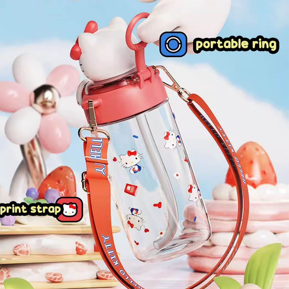 Red-Hello-Kitty-Straw-Water-Bottle-With-Portable-Pull-Ring-And-Hello-Kitty-Illustration-Adjustable-Strap