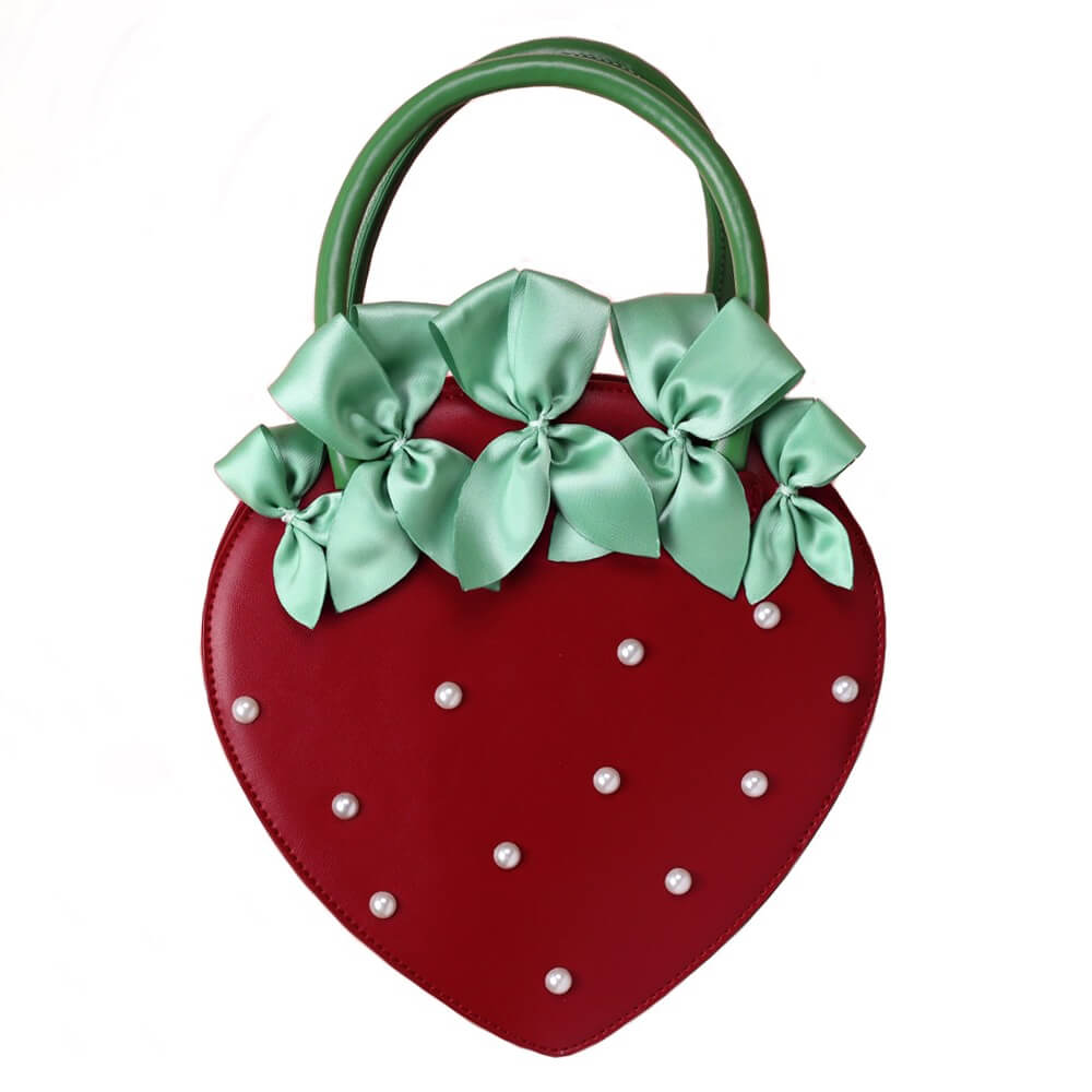 Red-Strawberry-Pearl-Bow-Lolita-Versatitle-Bag