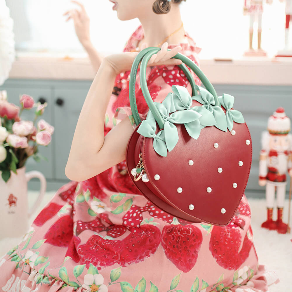 Red-Strawberry-Shaped-Lolita-Handheld-Bag
