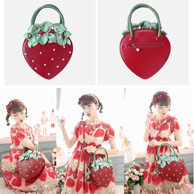 Red-Strawberry-Shaped-Lolita-Versatile-Wear-Bag