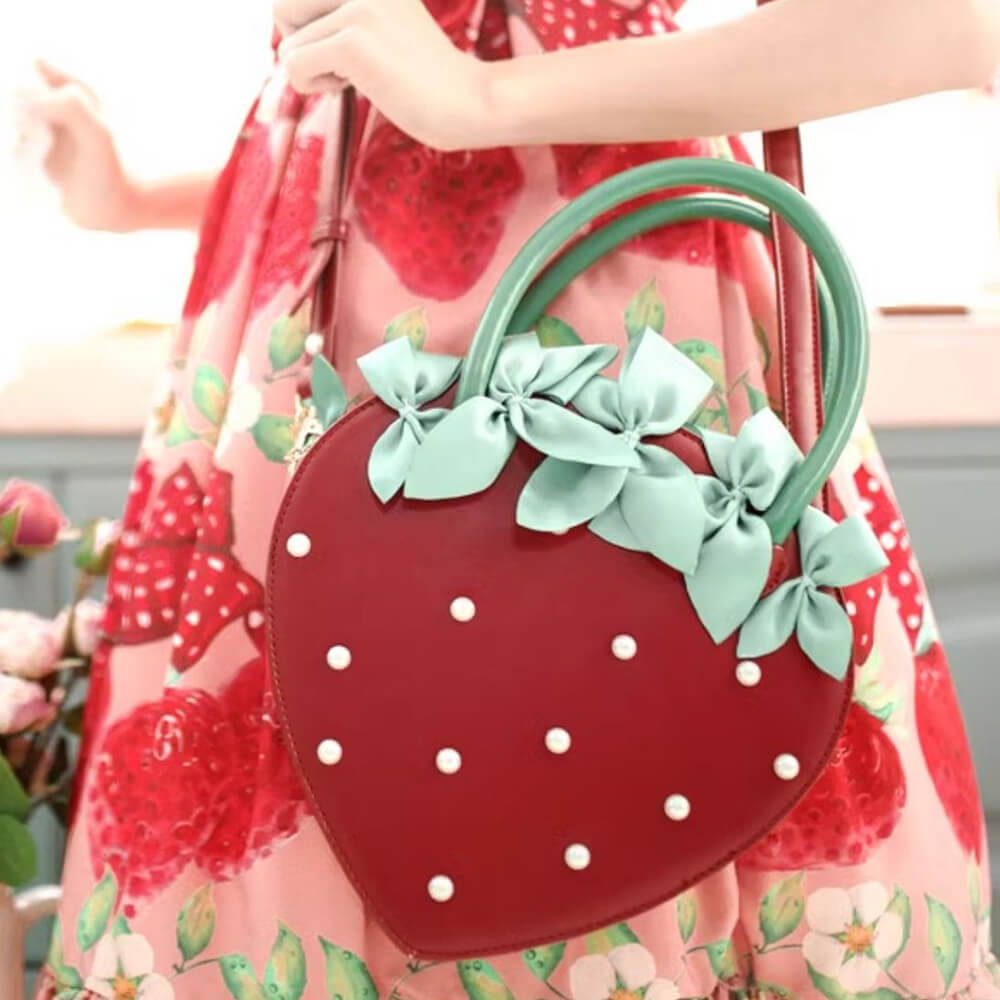 Red-Strawberry-Shaped-Pearl-Decor-Lolita-Crossbody-Bag