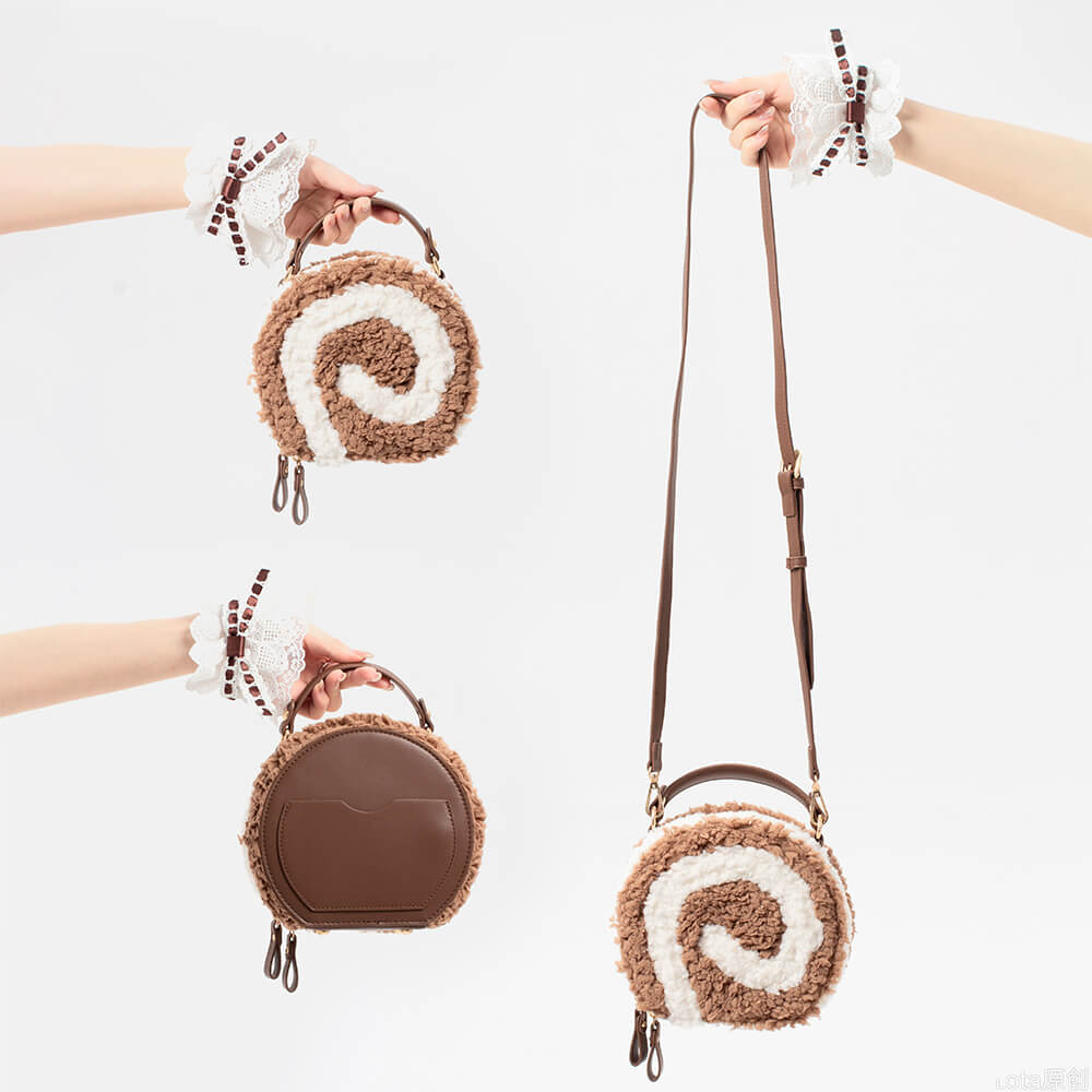 Round-Cake-Roll-Bag-Front-Back-And-With-Adjustable-Crossbody-Strap