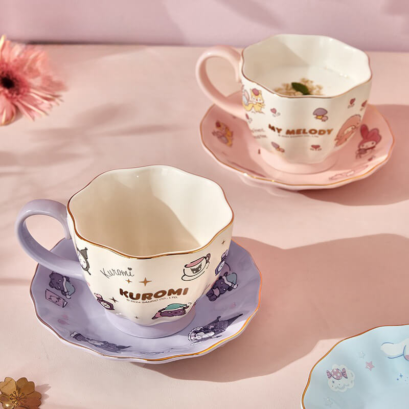 Sanrio Ceramic Coffee Cup & Saucer Set - 450ml | Kuromi, My Melody