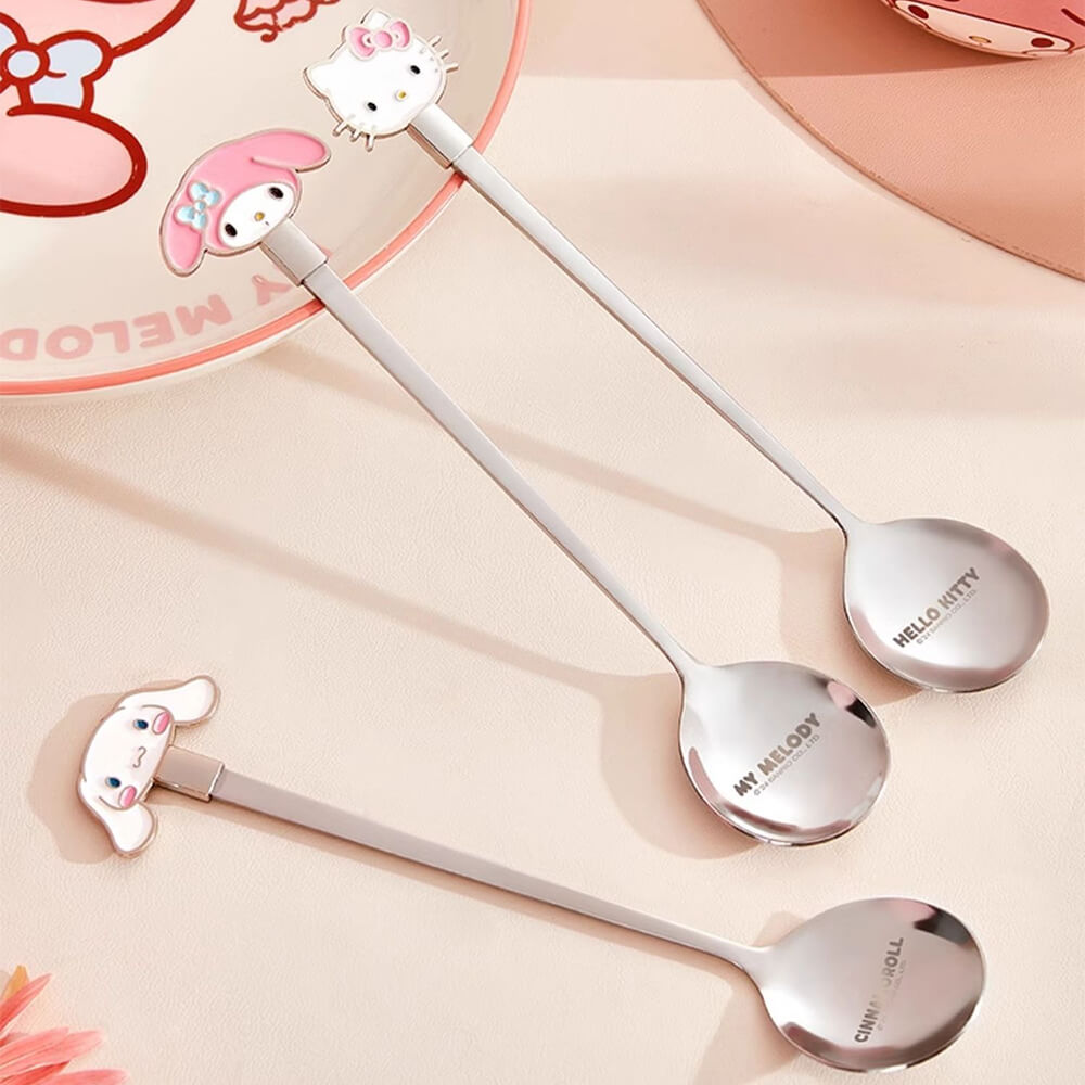 Sanrio-Character-Long-Handle-Die-Cut-Face-Stainless-Steel-Scoops