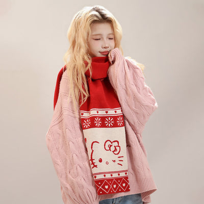 Sanrio-Hello-Kitty-Red-Knit-Scarf