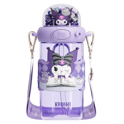 Sanrio-Kuromi-Doll-Microlandscape-Shining-Portable-Straw-Water-Bottles-650ML