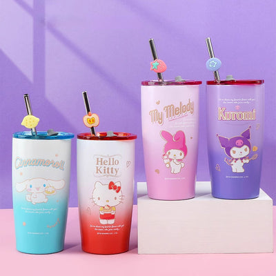 Sanrio-Licensed-Gradient-Color-Stainless-Steel-Straw-Tumblers-Cinnamoroll-Hello-Kitty-My-Melody-Kuromi