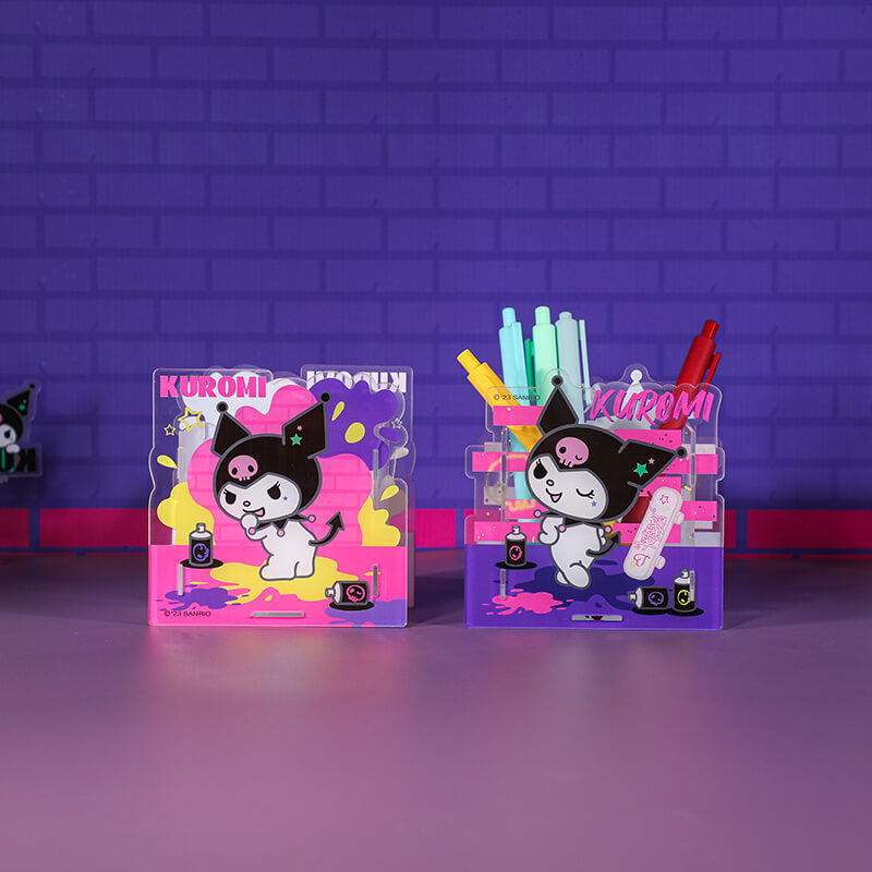 Sanrio-Licensed-graffiti-series-kuromi-DIY-assembled-acrylic-desktop-organizers-pink-and-purple