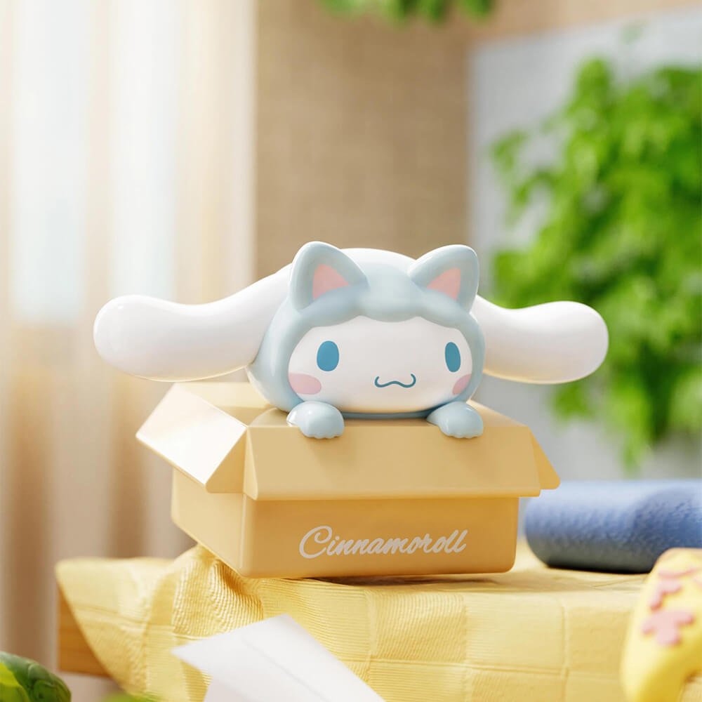 Sanrio-Meow-Series-Cinnamoroll-Pouncing-On-Cardboard-Box-Figurine