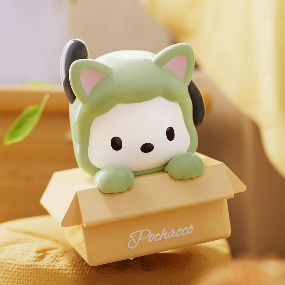 Sanrio-Meow-Series-Pochacco-Pouncing-On-Cardboard-Box-Figurine