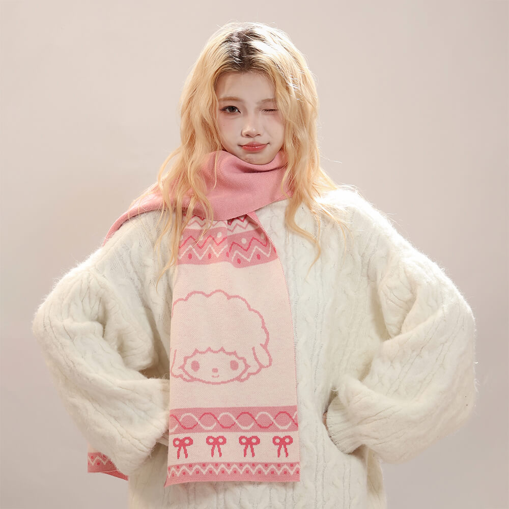 Sanrio-My-Sweet-Piano-Pink-Knit-Scarf