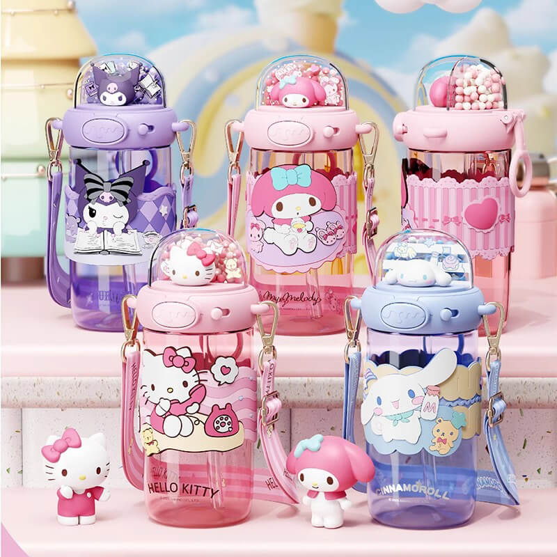 Sanrio-Shining-Straw-Water-Bottles-650ML-Kuromi-My-Melody-Cinnamoroll-Hello-Kitty