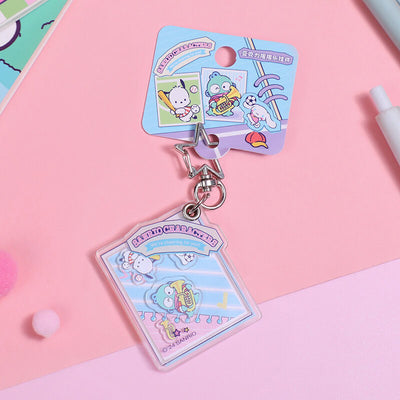 Sanrio-Sports-Time-Acrylic-Shaker-Keychains-With-Star-Shaped-Clasp-Cinnamoroll-Pochacoo-Hangyodon