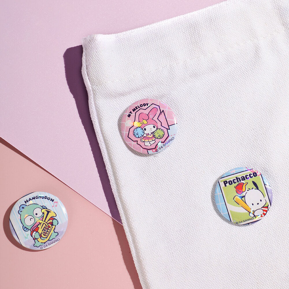 Sanrio-Sports-Time-Series-My-Melody-Pochacco-Hangyodon-Laser-Badges-Decorated-On-Canvas-Bag