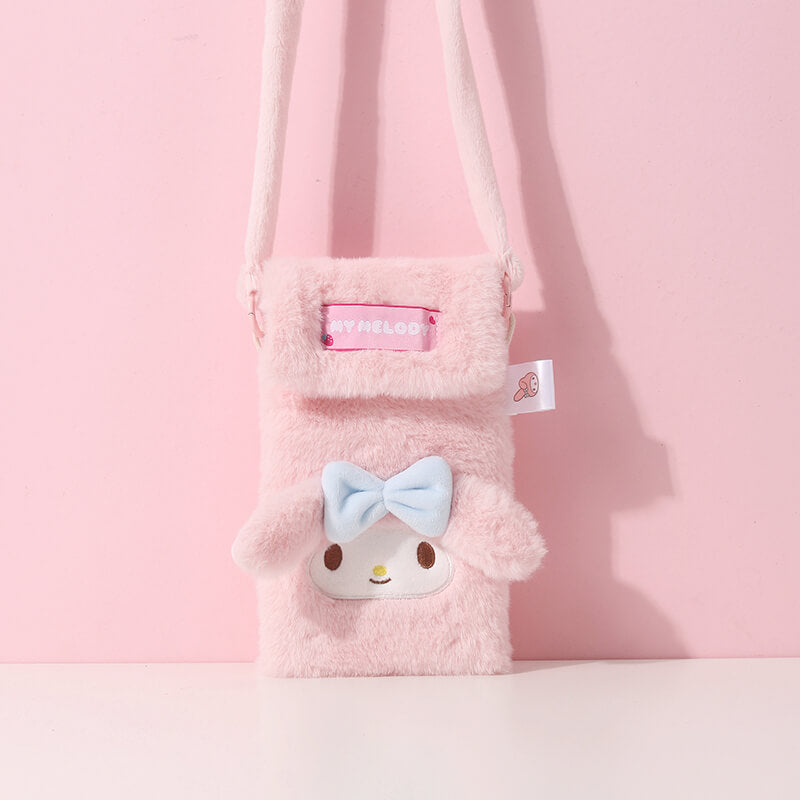 Sanrio-licensed-3d-my-melody-ears-plush-phone-crossbody-pouch-pink