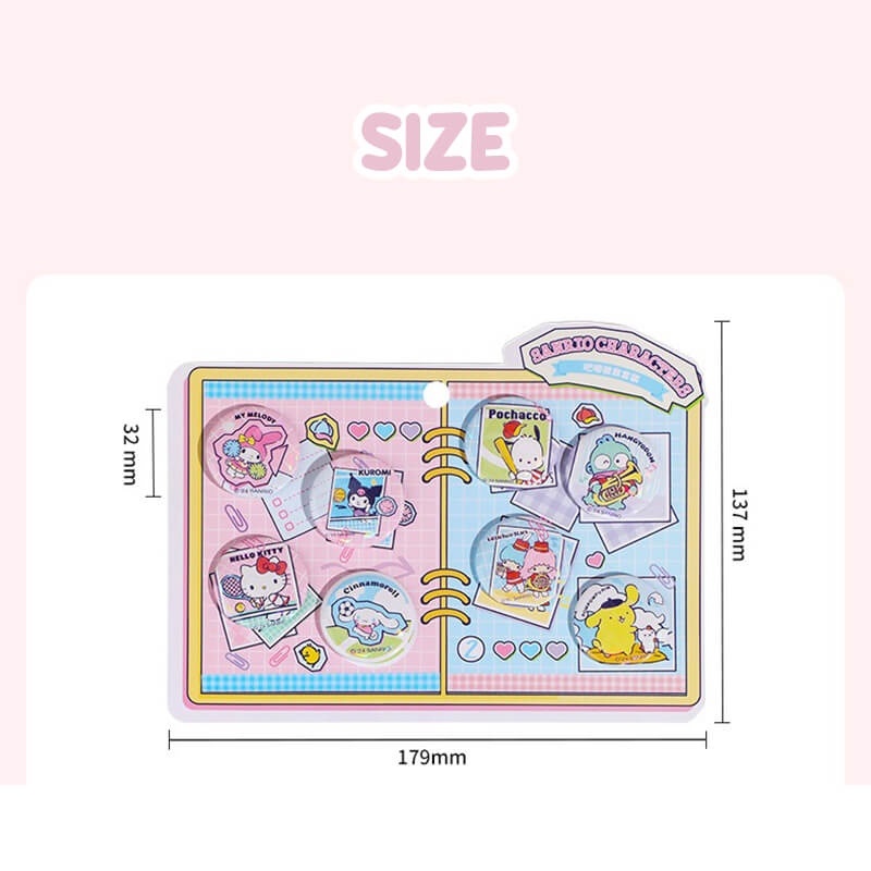 Size-Information-Of-Sanrio-Sports-Time-Badge-Set