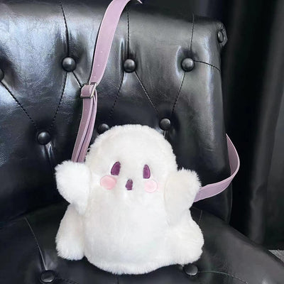 Small-Size-White-Plush-Ghost-Sling-Bag