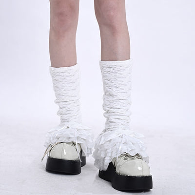 Solid-White-Tiered-Ruffled-Flare-Leg-Warmers