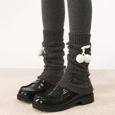 Storm-Gray-Argyle-Pattern-Pom-pom-Flared-Leg-Warmers
